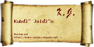 Kubó Jolán névjegykártya